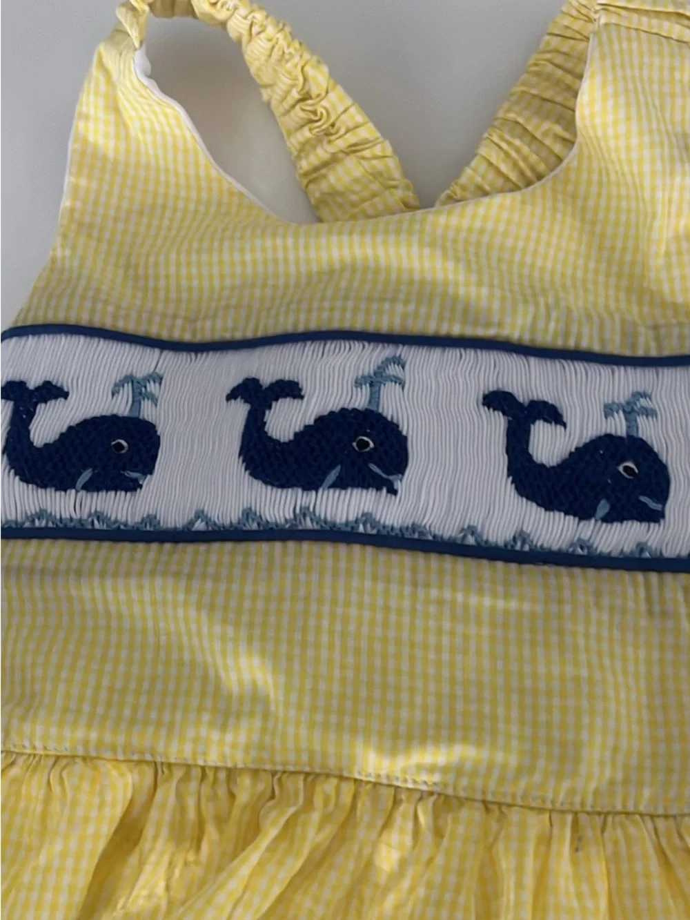 Yellow Whale Smocked One-Piece Swimsuit for Kids